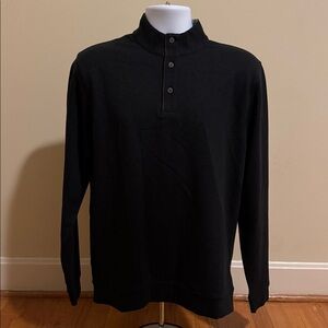 Sharp Lad Glenn Button Mock Neck Pullover Sweater in Coal Heather